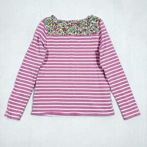 Mini Boden Top‎ Girls 11 12 Mixed Print Breton Shirt Floral Striped Long Sleeve